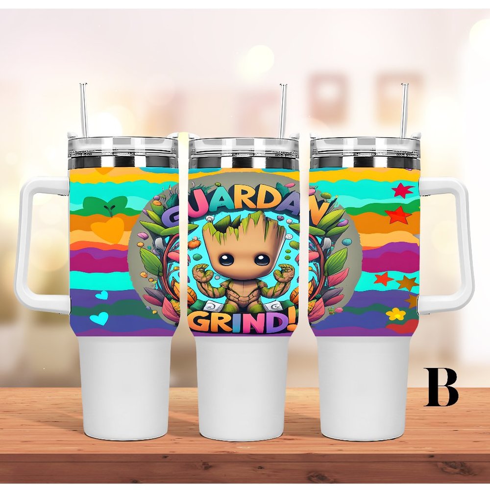 Disney Marvel I Am Groot 40 oz Tumbler/Water bottle/Mug with hand carry handle. - Picture 11 of 12